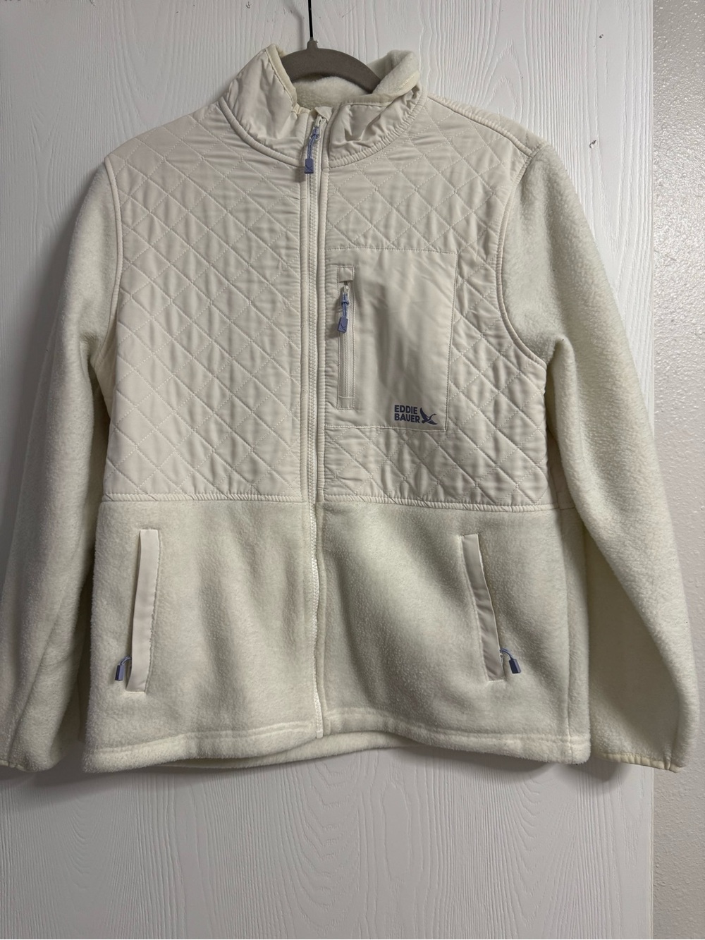 Eddie Bauer Cream Quilted Fleece Jacket